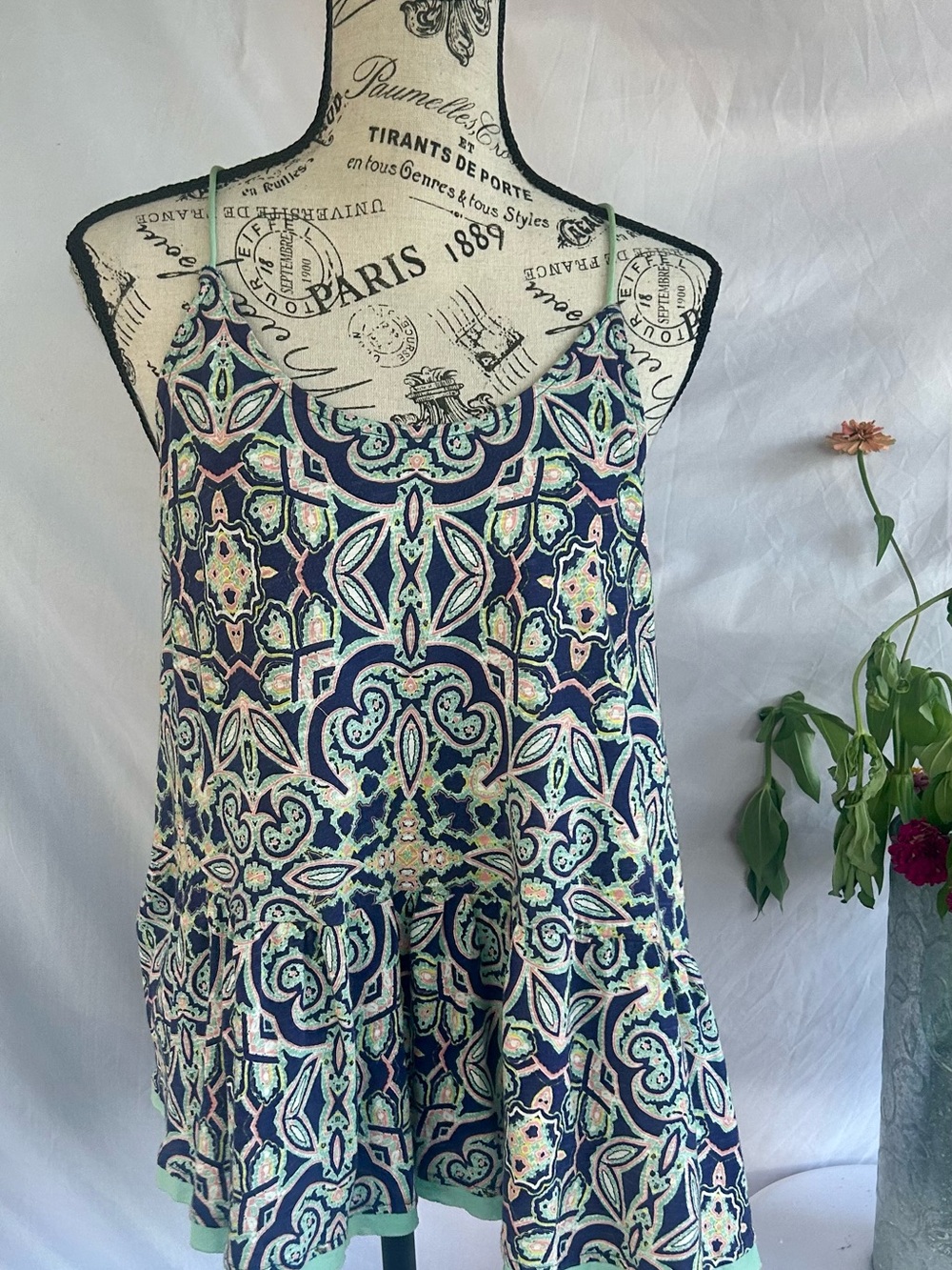 Meadow Rue anthropologie Navy Multi Paisley-Style Sleeveless tank